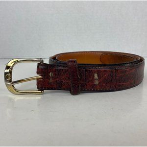 Martin Dingman Alligator Grain Calfskin Men Belt Burgundy Brass Buckle USA Size